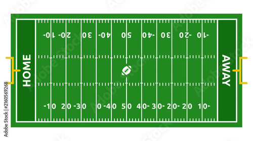 Foto Top view of American football field pitch flat vector illustration