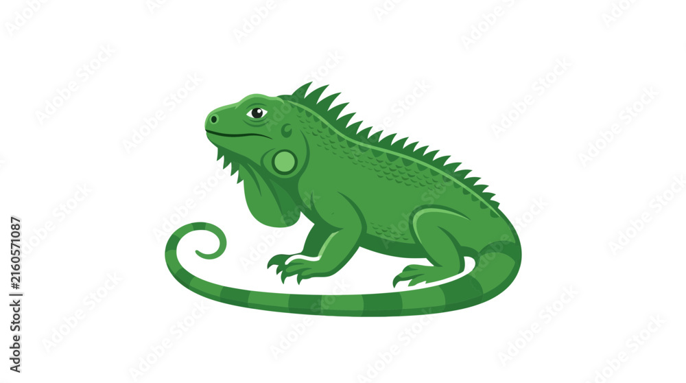 Fototapeta premium Green Iguana Lizard Vector Illustration Isolated on White Background