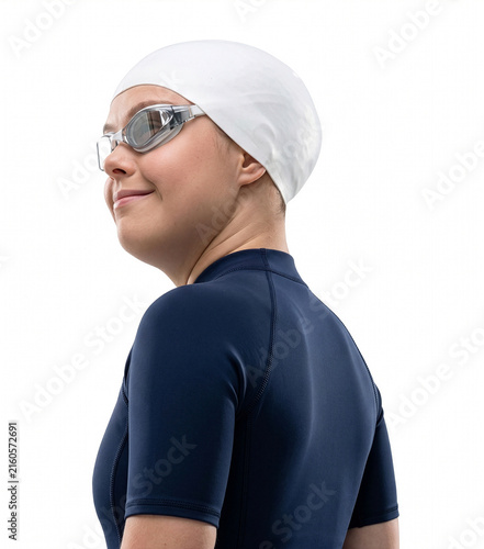 Close up of Paralympic swimmer with Down syndrome