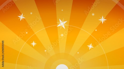 Golden Sunburst Radial Motion Graphic with Animated Twinkling Stars