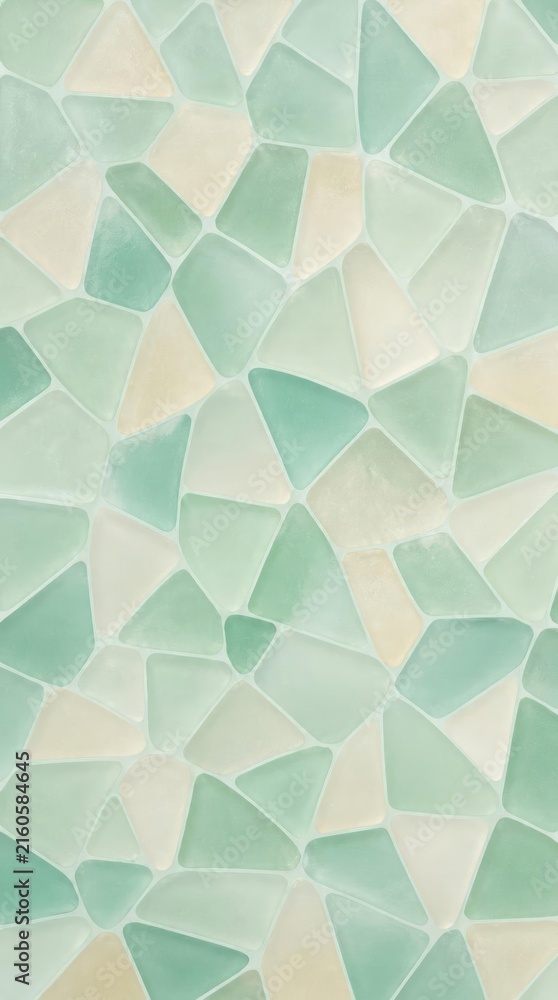 Obraz premium Abstract Geometric Mosaic Pattern with Soft Green Tones.