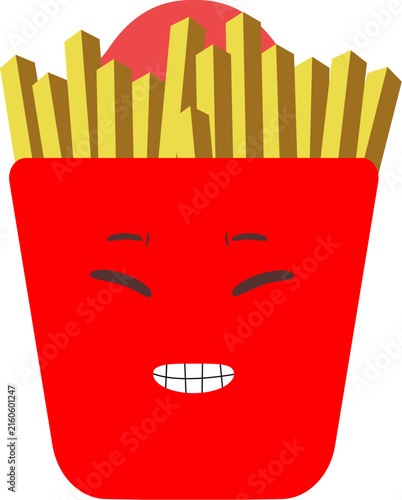 Cute French Fries Cartoon Characters Set