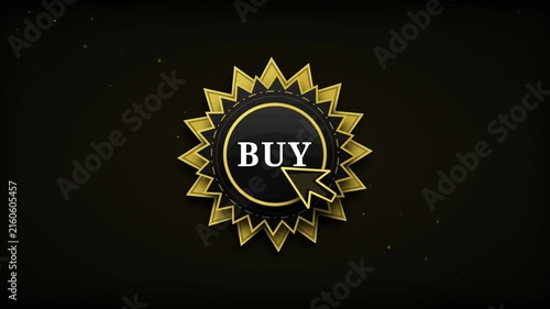 Gold Buy Button Badge Clicked by Cursor, E-commerce CTA Animation