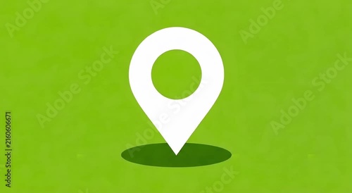 Location marker pin rotating on green background demonstrating digital navigation and mapping service technology in high quality motion video clip