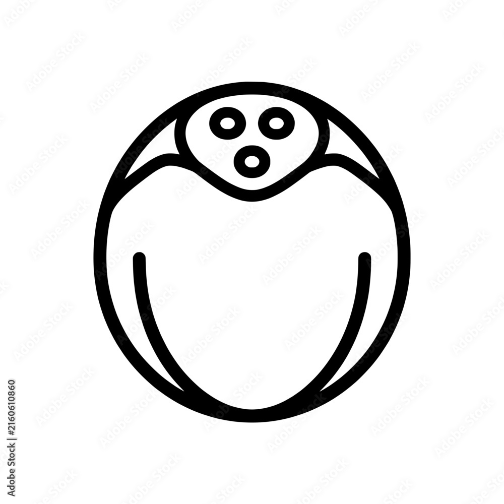 Naklejka premium Sloth animal face curled arm outline icon