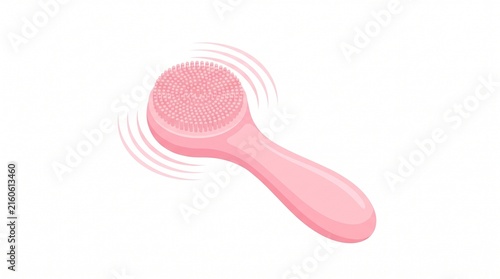 Isometric illustration of a silicone electronic facial cleansing brush
