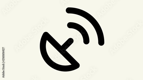 Black satellite dish symbolizing communication technology network signal, suitable for techrelated designs like websites, infographics, and presentations.