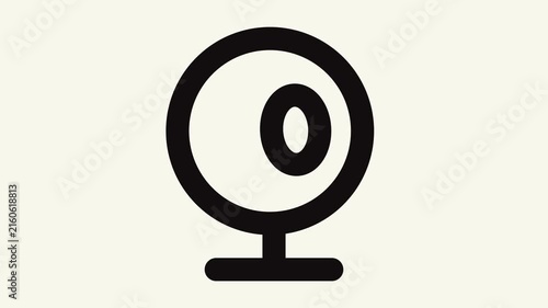 Webcam icon animation with a minimal black design for digital projects. Perfect for website headers, software interfaces, and presentations.