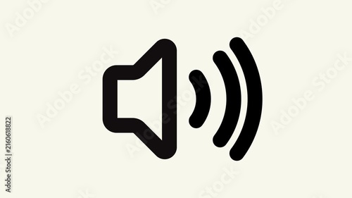 Speaker icon graphic representing a digital audio volume control button sound symbol.