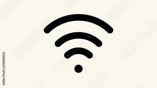 Black minimalist digital icon for wireless internet connections. Perfect for websites, apps, and technologyrelated designs needing a sleek symbol.