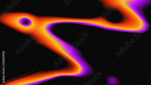 Abstract noise grainy neon fluid wave background with orange yellow and purple gradient distortion on black, digital illustration asset for modern web design, futuristic poster, and creative banner