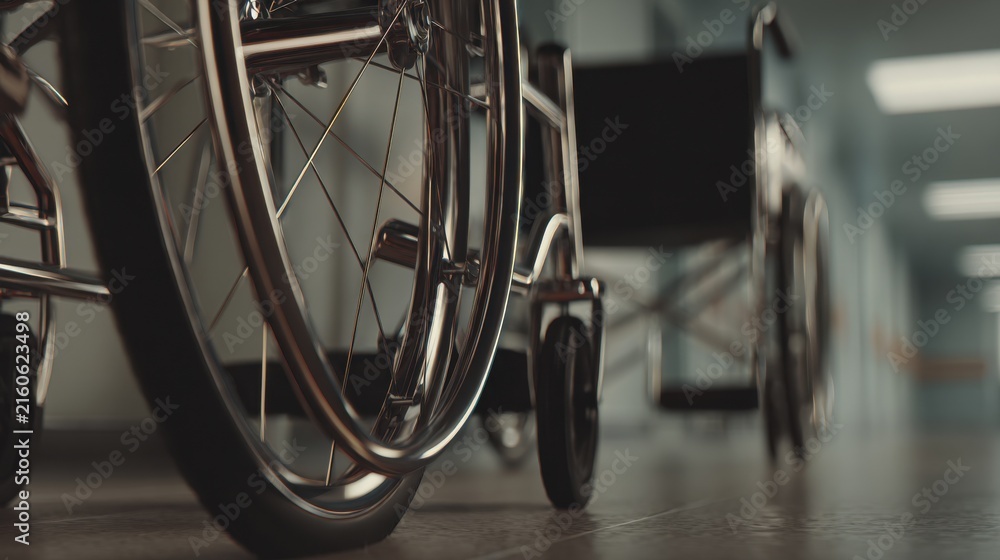 Fototapeta premium Close-up of a Mobility Wheelchair Wheel and Frame