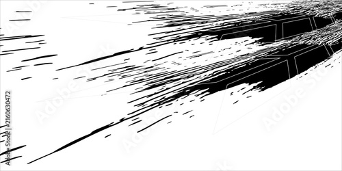 Abstract Black Ink Streaks Conveying Motion, Speed and Dynamic Grunge Energy