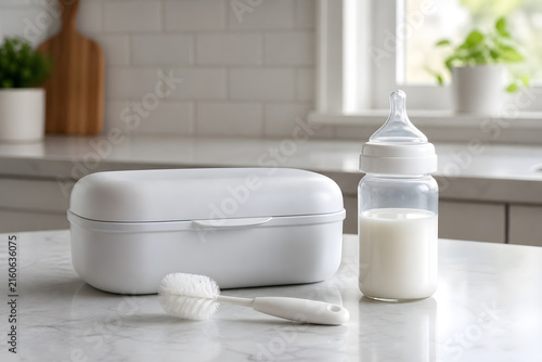 Baby feeding bottle and sterilizer