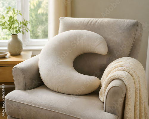 Nursing pillow and knitted baby blanket