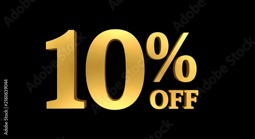 Ten percent discount lettering glowing on black background in studio macro shot for luxury retail marketing