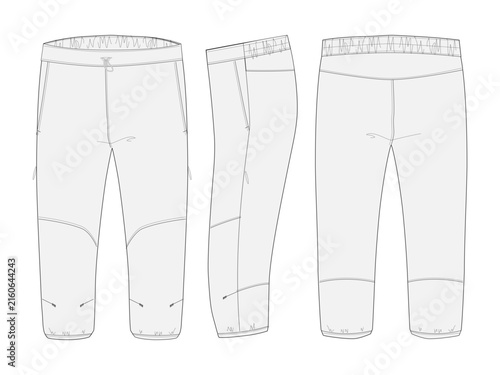 Картината върху платно Insulated Cropped Knee Pants Technical Flat Front and Back View