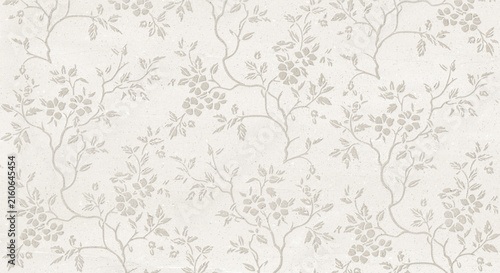 embossed floral branch and leaf pattern.
