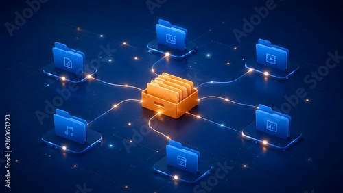 Central Data Folder Storage Organization System Connecting Multimedia Digital Files
