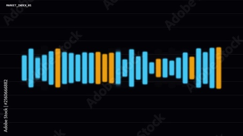 Horizontal bar chart with blue and orange bars on dark background representing financial market data visualization