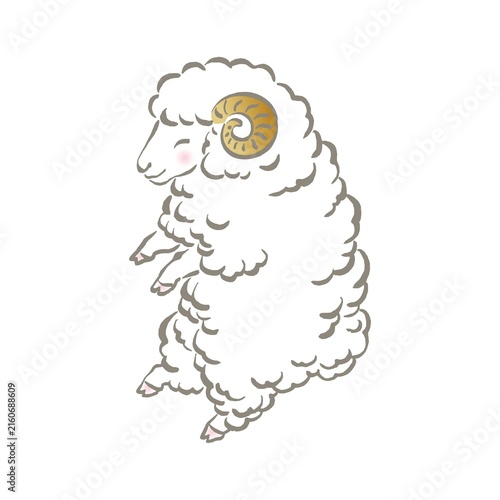 羊　未　未年　ひつじ　ヒツジ　動物　かわいい　手描き　2027　干支　イラスト　デザイン　年賀状素材