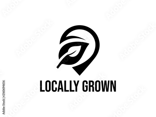 Locally Grown Badge Icon Leaf Location Pin Farm Logo