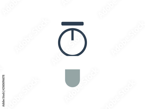 Minimalist digital power button icon design with a clean dark blue stroke