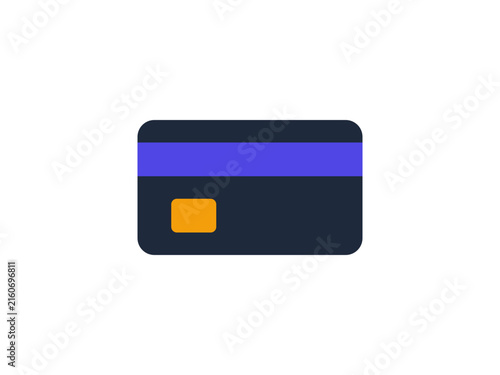 Minimalist dark blue credit card icon with magnetic stripe and chip symbol