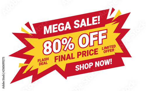 Canvas Print Vibrant sale banner showing eighty percent off mega discount offer