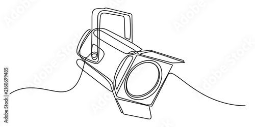 Continuous single line drawing of a studio spotlight projector