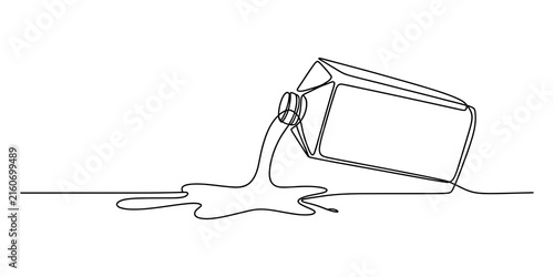 Milk carton pouring liquid in a single continuous line drawing style