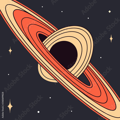Картината върху платно Black Hole in Deep Space with Stars and Cosmic Galaxy Background