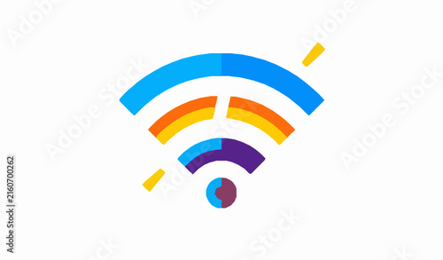 Broken WiFi Wireless Signal Colorful Flat Vector Icon