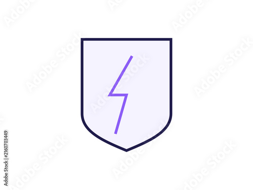 Minimalist shield icon with a central lightning bolt symbol for security
