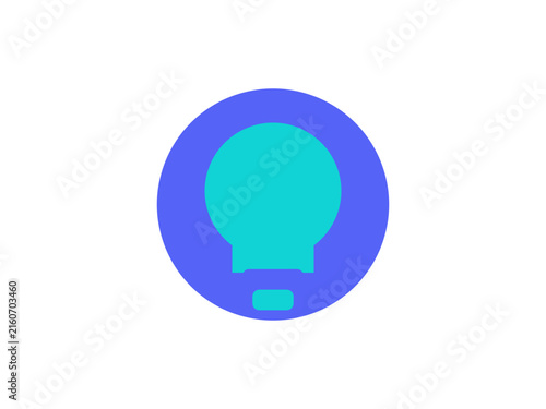 Minimalist light bulb icon with a vibrant blue and turquoise color palette