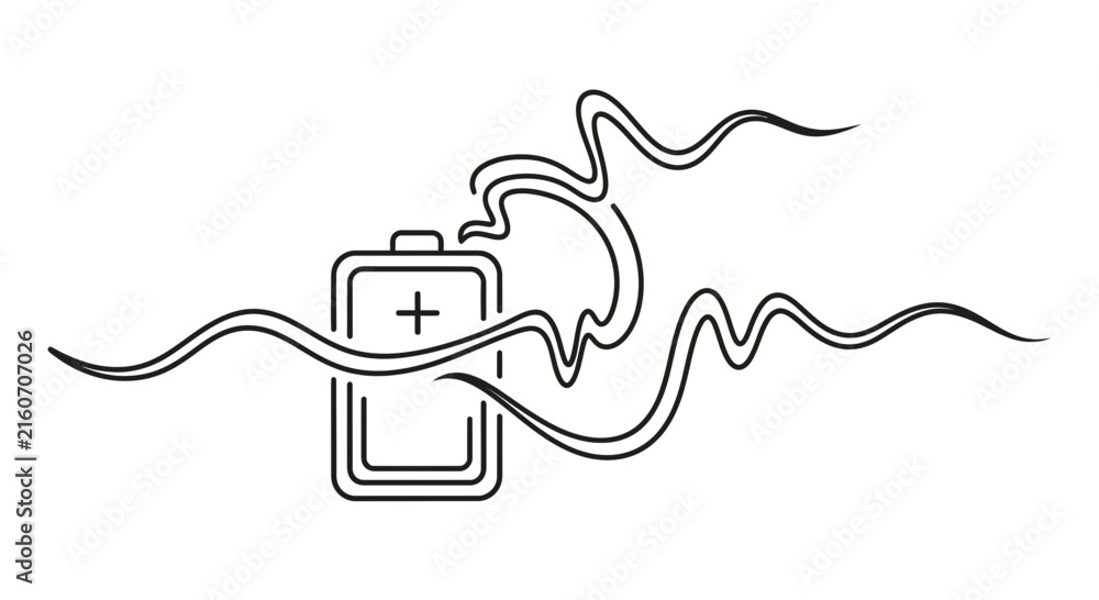 Obraz premium battery with plus sign and swirling lines