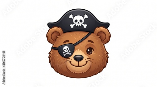 Cute Teddy Bear Pirate Character Vector Illustration Isolated on White Background