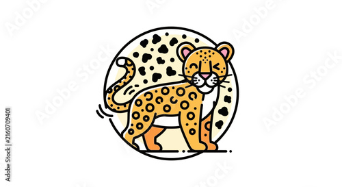 cheetah standing in circle, spotted animal