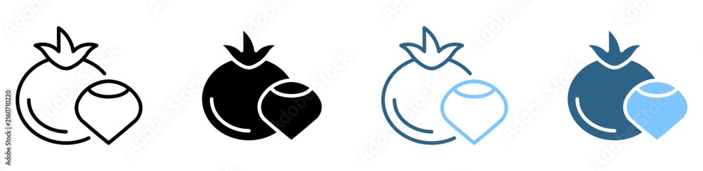 Naklejka premium Tomato Hazelnut icon set multi style