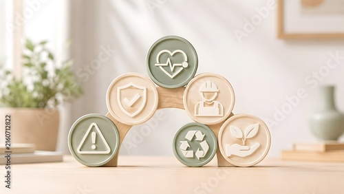 EHS Occupational Safety Health And Environmental Protection Wooden Arch Tokens