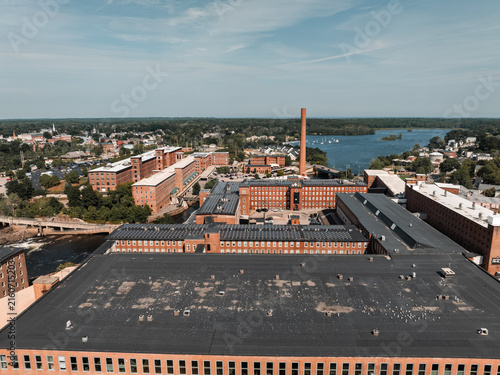Картината върху платно Aerial Drone view of Biddeford, Maine during mid-day with a