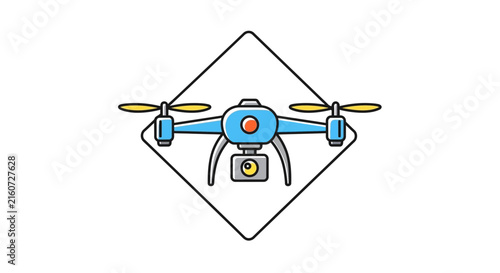 blue drone with camera icon