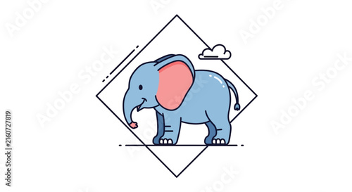 blue elephant in diamond frame with cloud