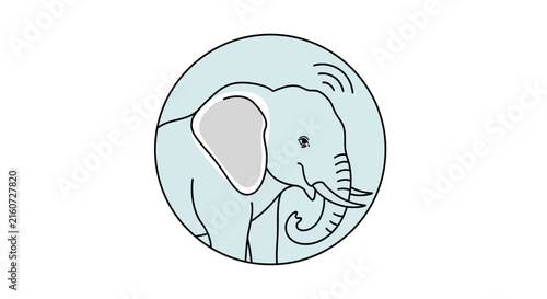 blue elephant icon, cartoon mammal