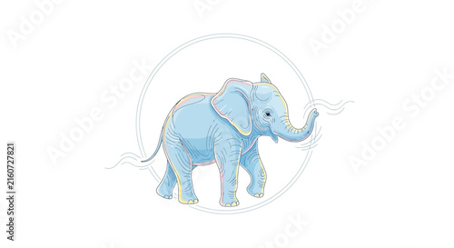 blue elephant in circle
