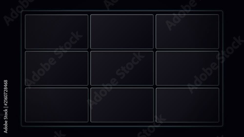 Glassmorphism 3x3 Grid Frame Motion Background with Neon Light Beams