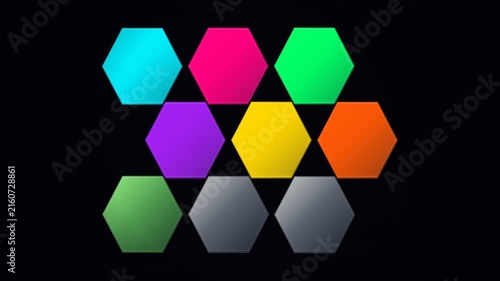 Hexagon Glassmorphism Infographic 9 Options Step Animation Motion Graphic