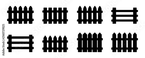 Fence Silhouette Icons Set with Security Barrier Metal Fence Garden Boundary and Property Protection Vector Collection