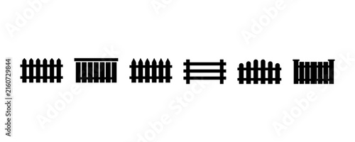 Security Fence Glyph Icon Collection Featuring Metal Barriers Property Boundaries Garden Fencing and Protection Symbols