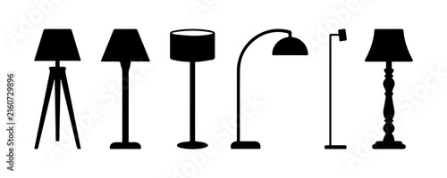 Standing Lamp Glyph Icon Collection Featuring Floor Lights Home Interior Lighting Decorative Lamps and Furniture Accessories